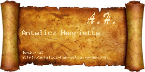 Antalicz Henrietta névjegykártya